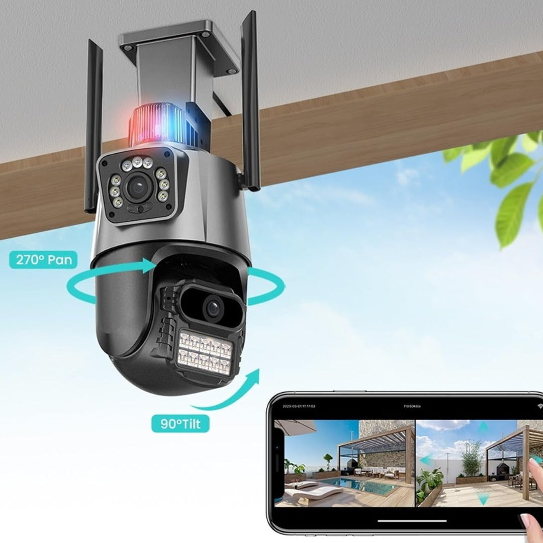 Camera de supraveghere 2 in 1, senzori CMOS, WI-Fi, Sistem Zoom Urmarire automata, PTZ cu lentile duble Cu o rezoluție
