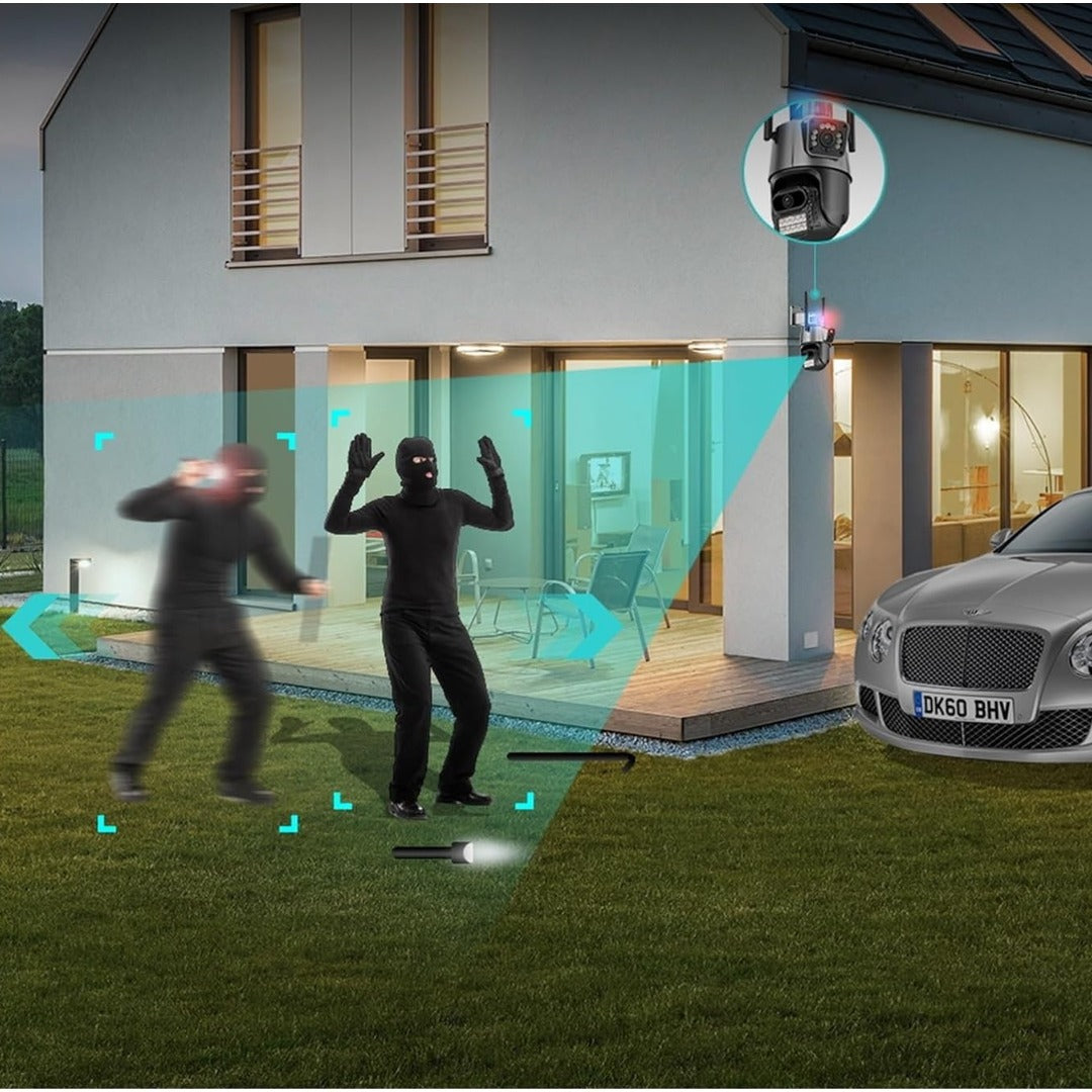 Camera de supraveghere 2 in 1, senzori CMOS, WI-Fi, Sistem Zoom Urmarire automata, PTZ cu lentile duble Cu o rezoluție