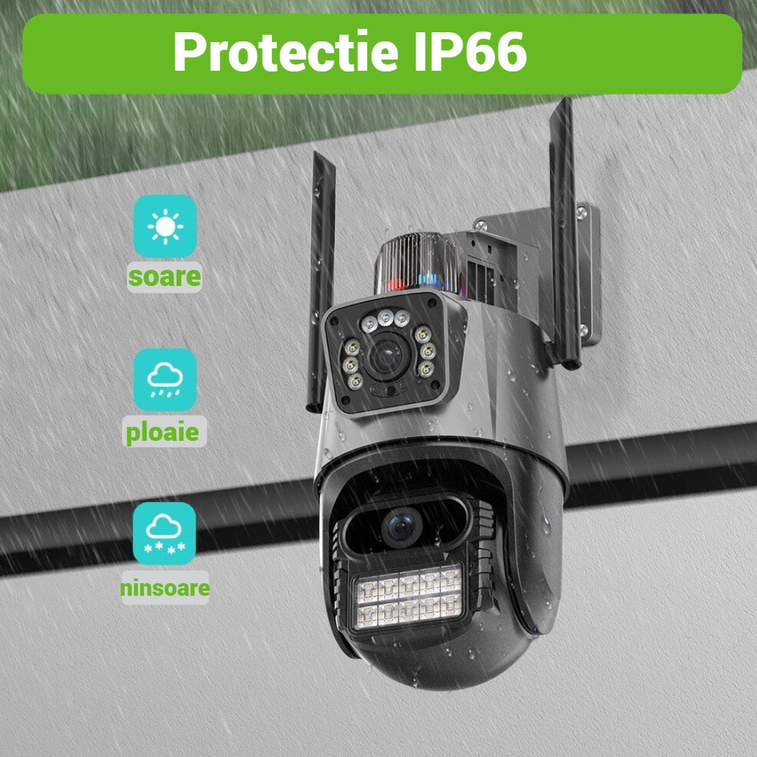 Camera de supraveghere 2 in 1, senzori CMOS, WI-Fi, Sistem Zoom Urmarire automata, PTZ cu lentile duble Cu o rezoluție