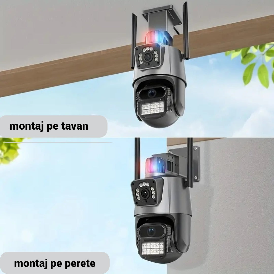 Camera de supraveghere 2 in 1, senzori CMOS, WI-Fi, Sistem Zoom Urmarire automata, PTZ cu lentile duble Cu o rezoluție