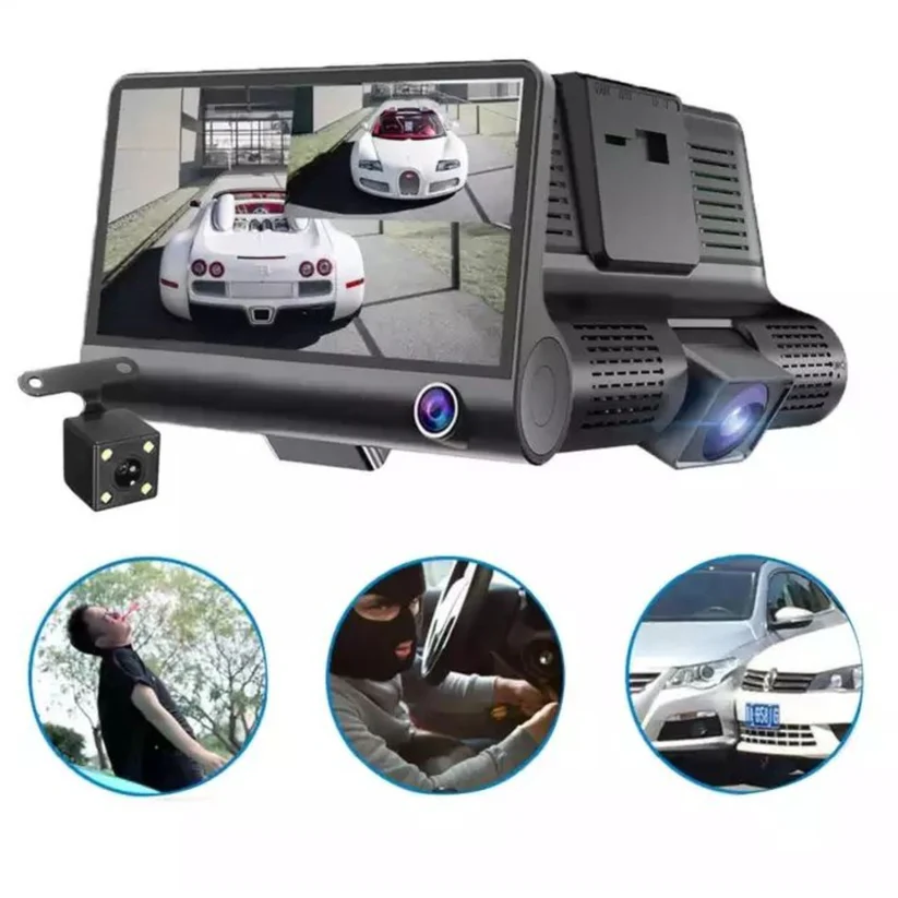 Camera auto tripla cu unghi larg de filmare, senzor G si lentila 6 G