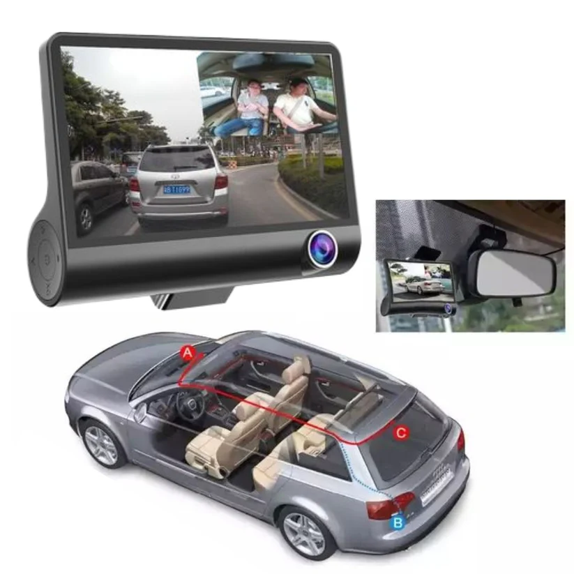 Camera auto tripla cu unghi larg de filmare, senzor G si lentila 6 G