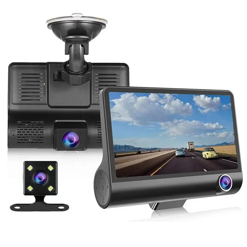 Camera auto tripla cu unghi larg de filmare, senzor G si lentila 6 G